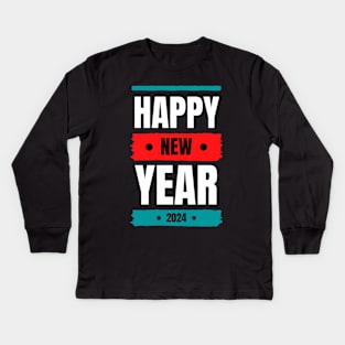 Bold Beginnings: Happy New Year 2024 Apparel Kids Long Sleeve T-Shirt